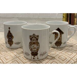 Vintage Mid Century Mitterteich Porzellan Porcelain Antique Clocks Cups Set of 3